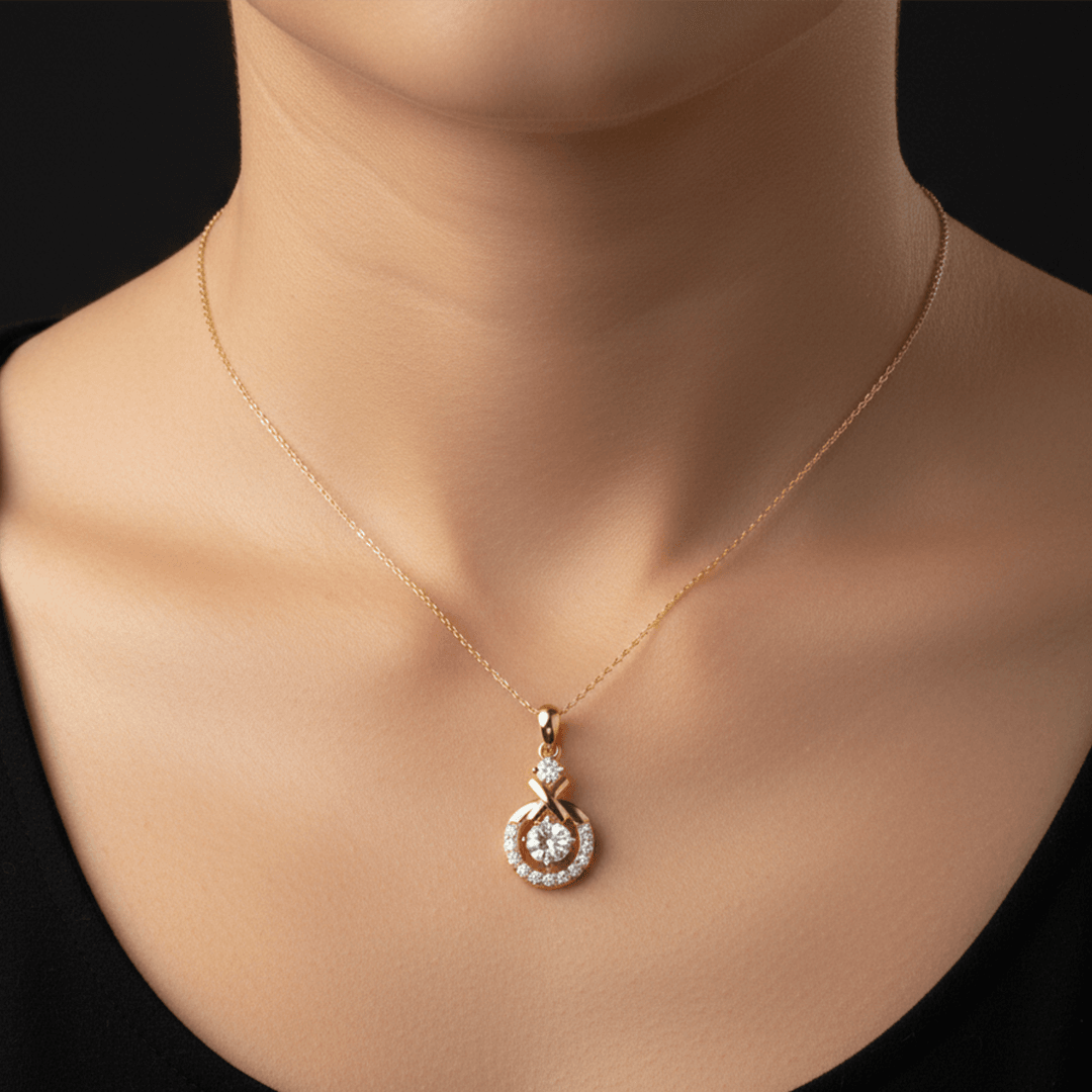 Infinity Halo Diamond Pendant Necklace - Image 1