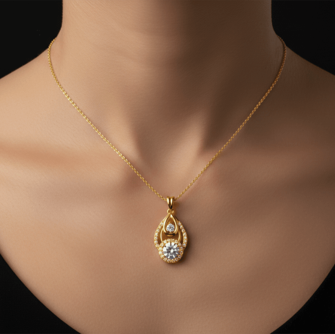 Rose Gold Elegance Double Halo Diamond Pendant - Image 1