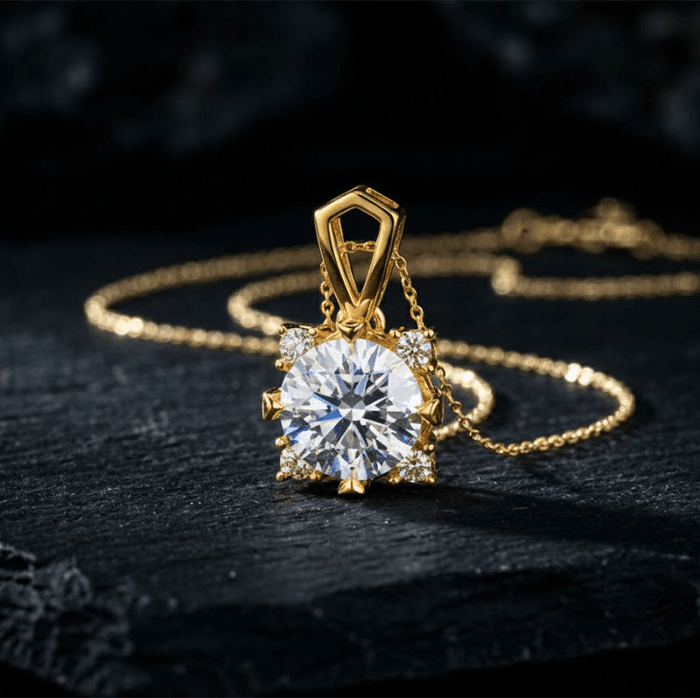 Classic Round Solitaire Diamond Pendant Necklace - Image 1