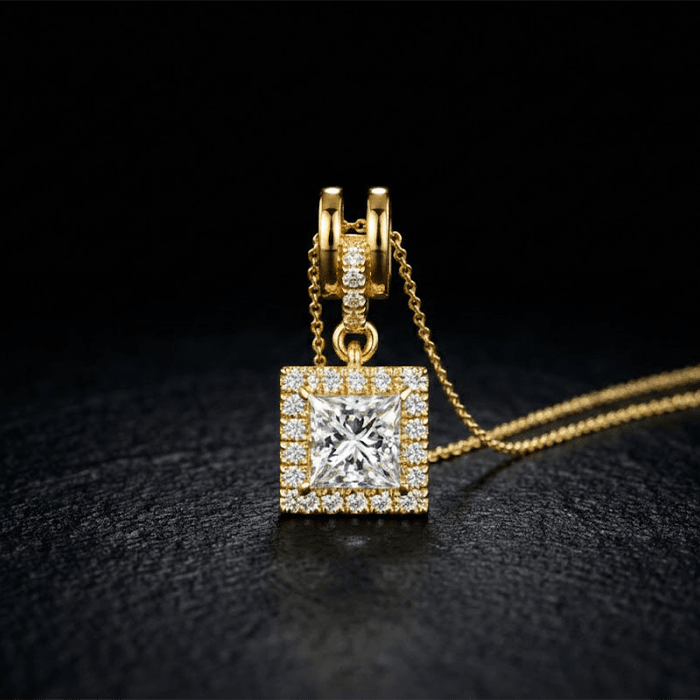 Princess Cut Halo Diamond Pendant (Chain Not Included) - Image 1