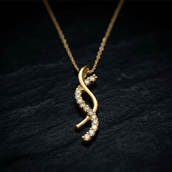 Elegant Curved Diamond Wave Pendant (Chain Not Included) - Image 1