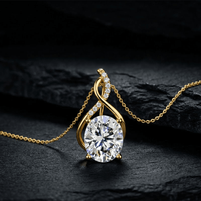 Infinity Oval Solitaire Diamond Pendant (Chain Not Included) - Image 1