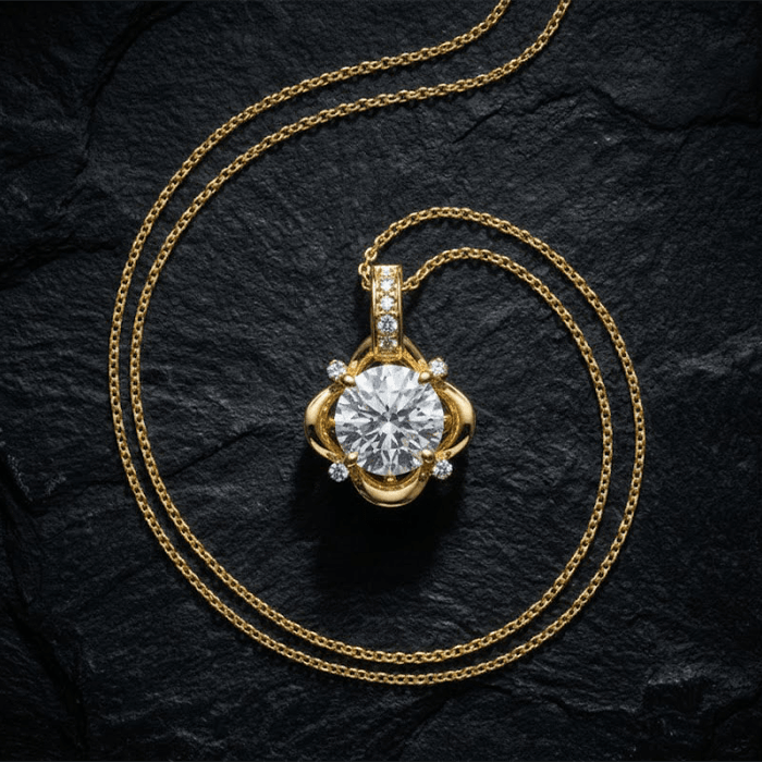Floral Round Solitaire Diamond Pendant (Chain Not Included) - Image 1