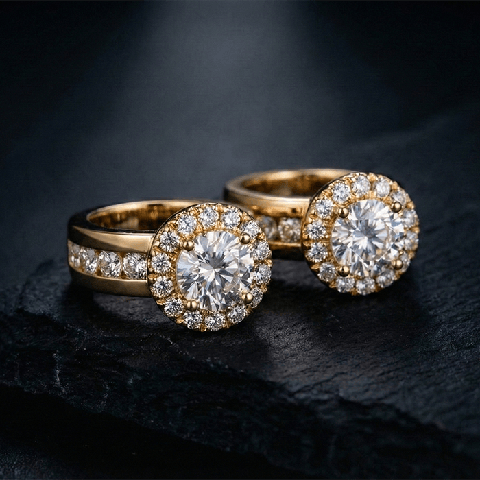 Halo Round Diamond Hoop Earrings - Image 1