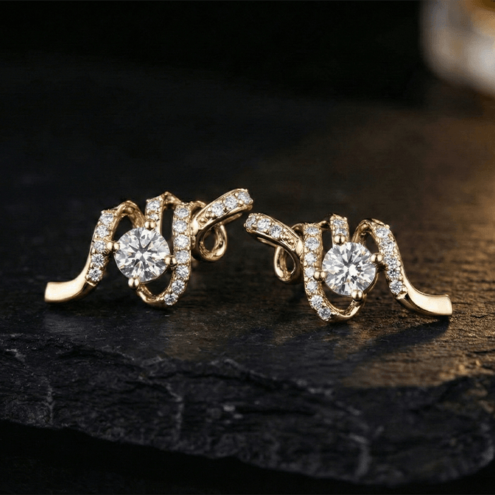 Twisted Swirl Diamond Drop Earrings - Image 1