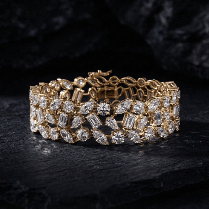 Luxury Mixed-Cut Diamond Statement Bracelet - Image 1