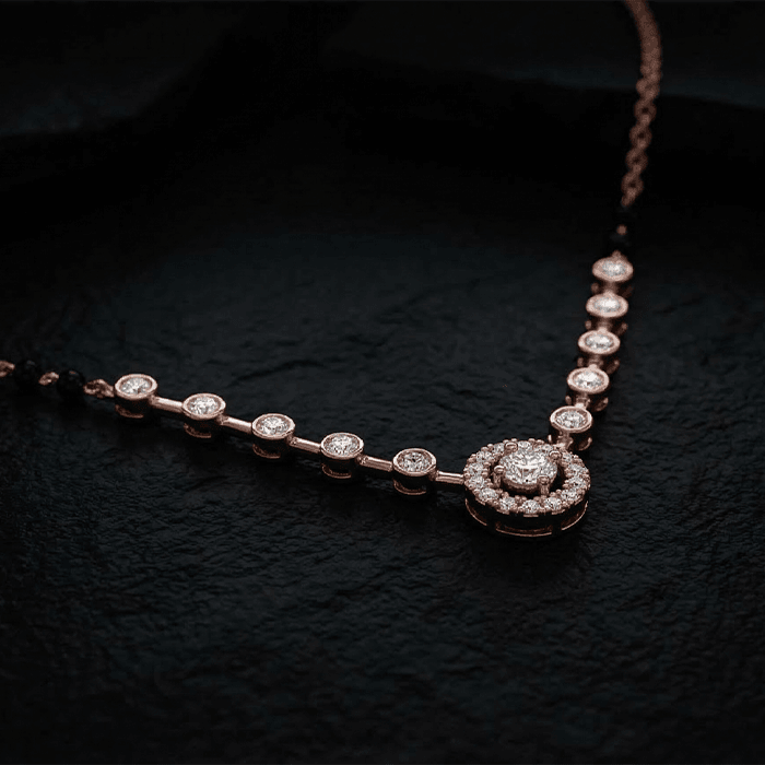 Halo Diamond Mangalsutra Pendant (Chain Not Included) - Image 1