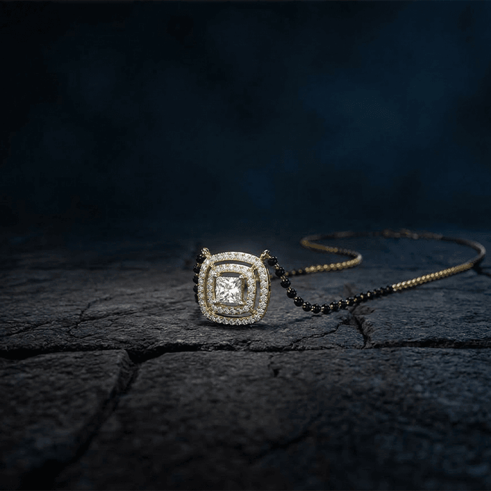 Square Halo Diamond Mangalsutra Pendant (Chain Not Included) - Image 1